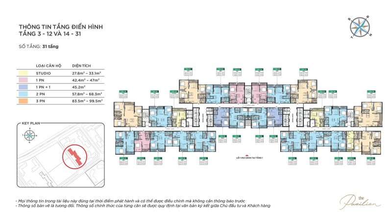 Layout toà P1 The Pavilion Vinhomes Ocean Park