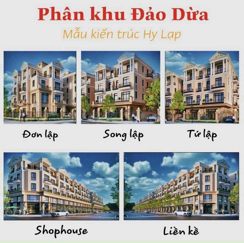 Loại hình sản phẩm phân khu Đảo Dừa Vinhomes The Empire